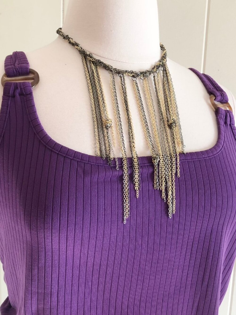 Retro Mixed Metal Chain Fringe Necklace